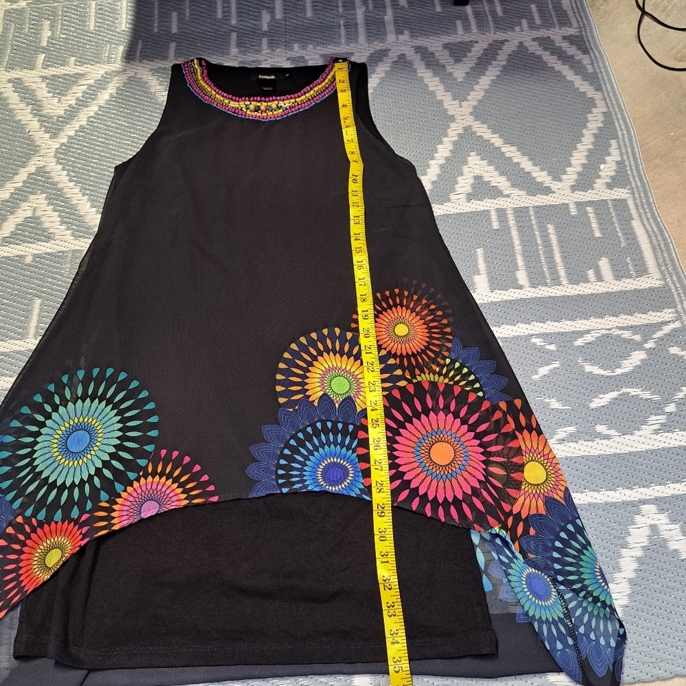 Desigual Black High-Low Dress with Multicolor Sunburst Print - Picture 10 of 10